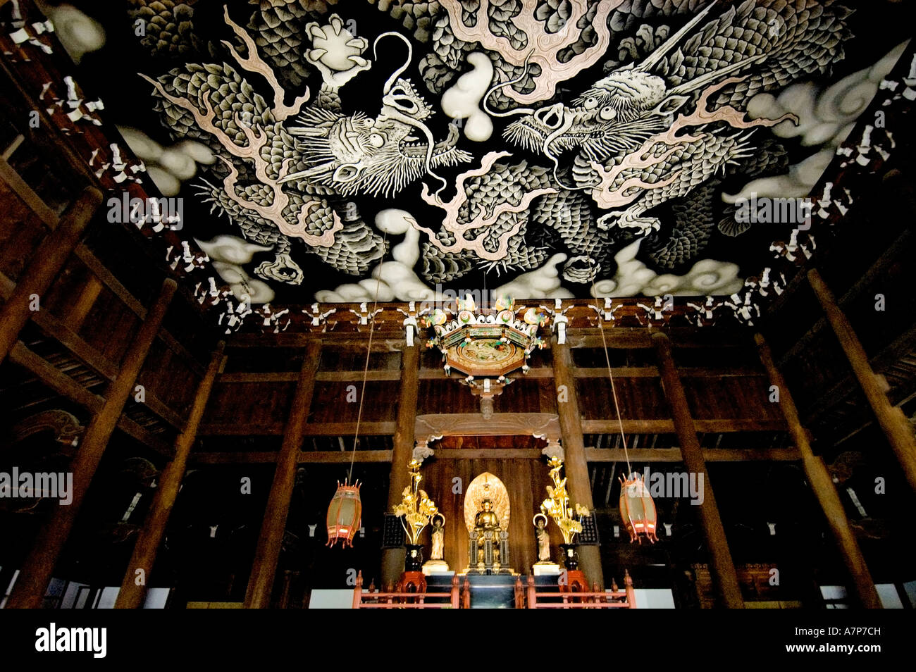 観音イメージ画 Zen Garden Kennin-ji Temple Kyoto Japan Stock Photo