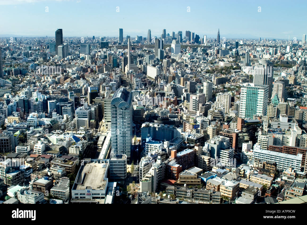 Tokyo Japan Japanese air aerial view bird eye town Stock Photo