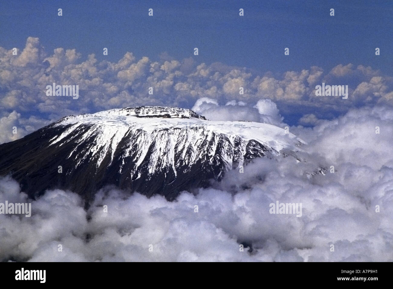 Kilimanjaro from aerial view, highest mountain of Afrika, Tanzania, Kilimanjaro National Park Stock Photo