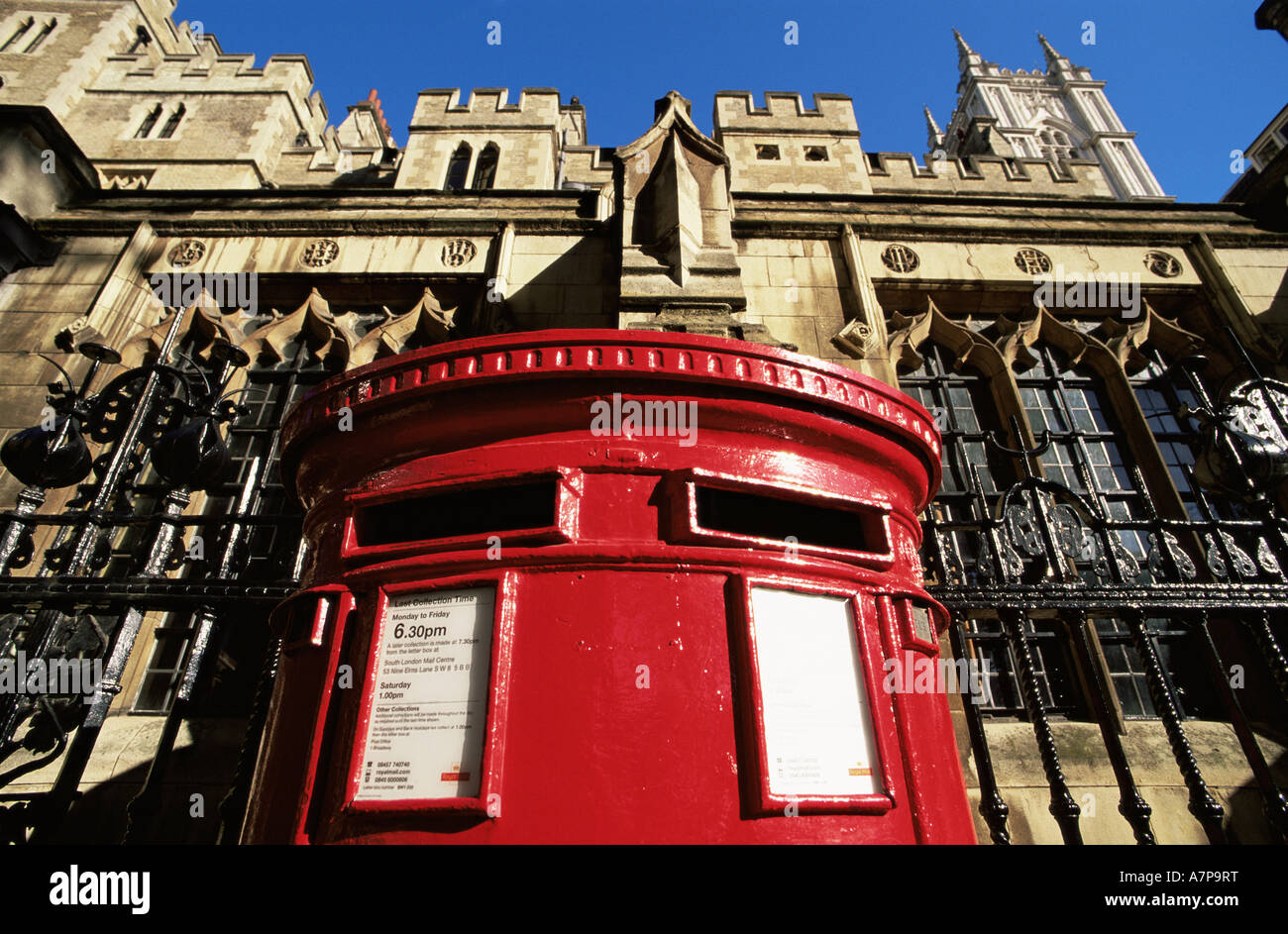 Red Post Box, London, England Stock Photo