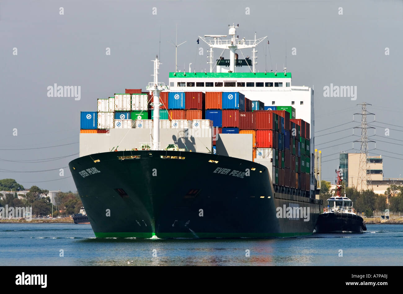 Shipping Industry / A container ship arrives in the "Port of Melbourne