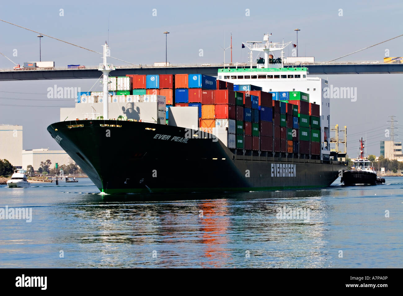 Shipping Industry / A container ship arrives in the "Port of Melbourne