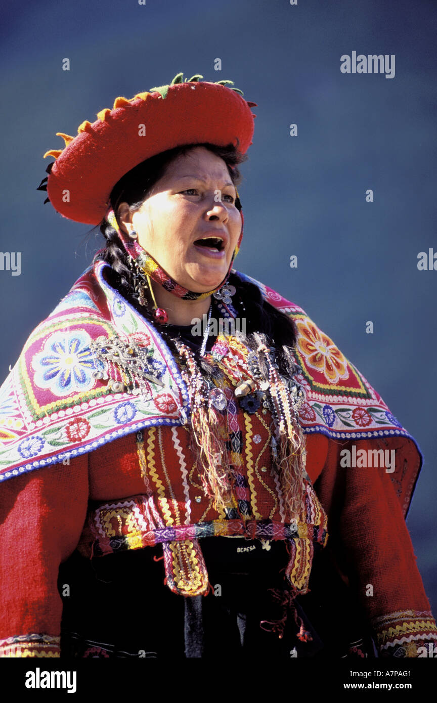 Peru, Cuzco Department, an Indian singer Stock Photo