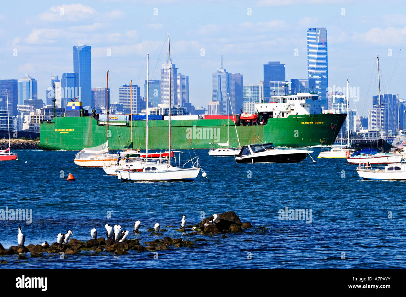 Shipping Industry / A Ro Ro Container Ship is outbound.The "Port of