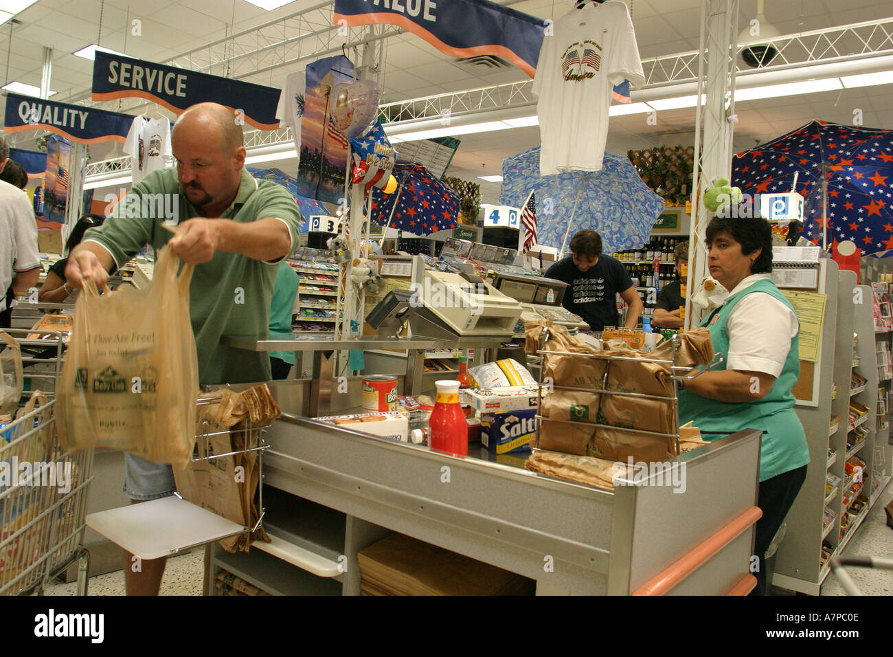 Miami Beach Florida Publix Grocery Store cashiers baggers check out