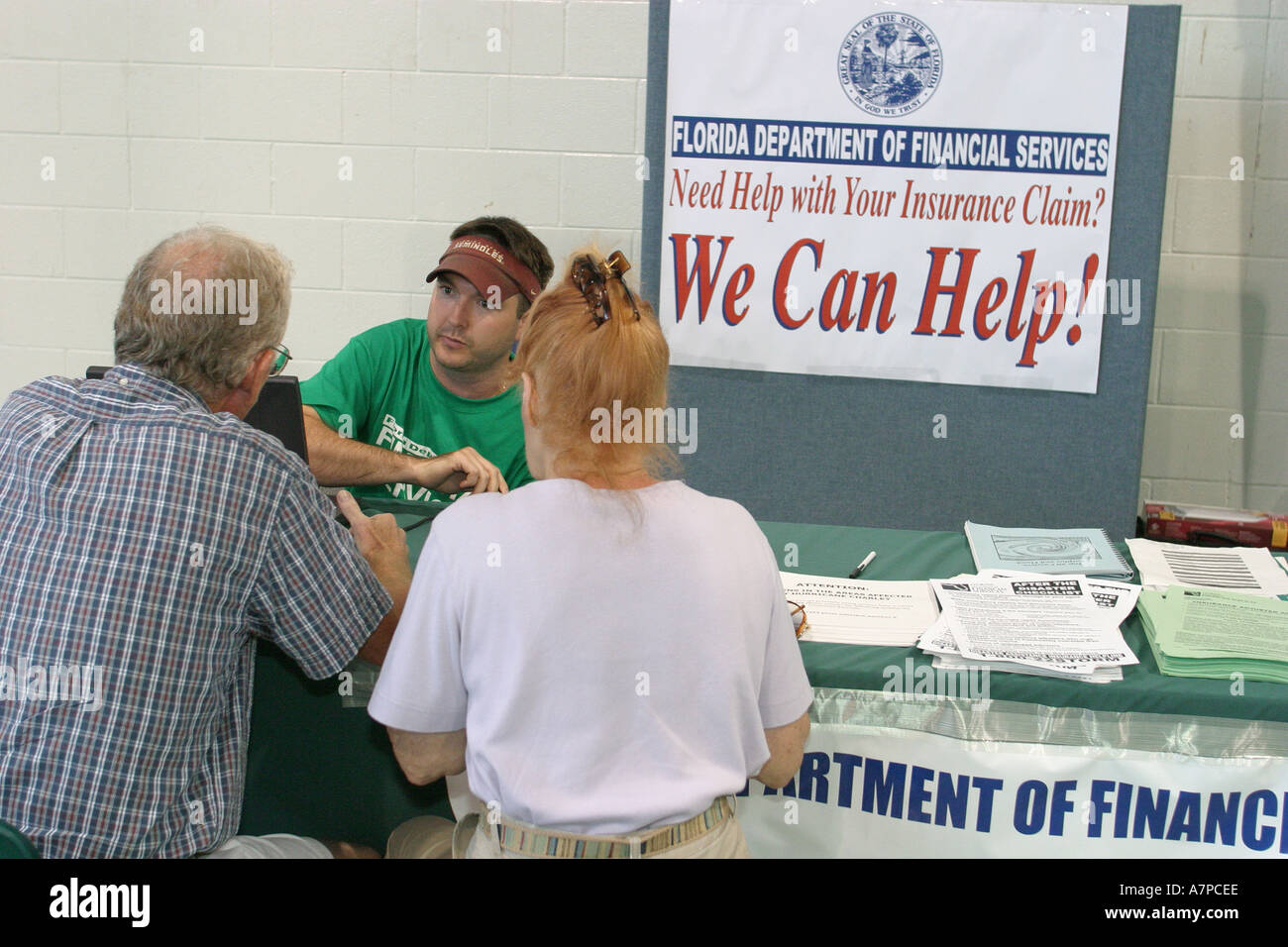 Florida Charlotte County,Port Charlotte,State FEMA Disaster Recovery Center,centre,Federal Emergency Management Agency,weather,Hurricane Charley damag Stock Photo