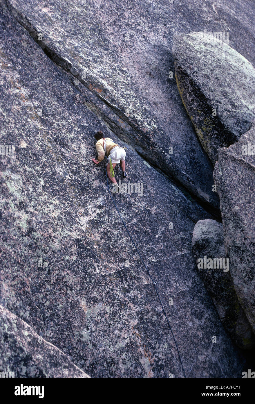 Male rock climber ascending granite face El Gran Trono Blanco The Great White Throne area Sonora Mexico North America Stock Photo