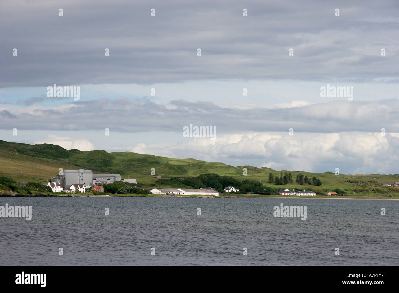 Port Ellen, Whisky warehouses and malting factory, Isle of Islay, Scotland Stock Photo