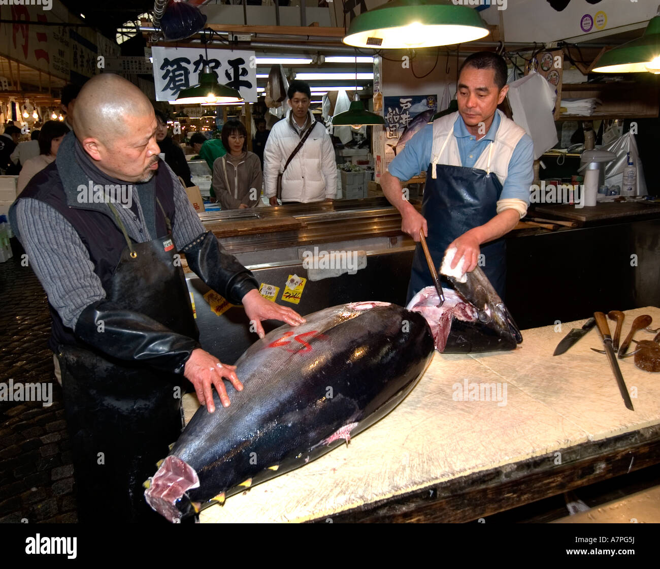 Tokyo Japan Tsukiji fish market is the biggest wholesale fish and