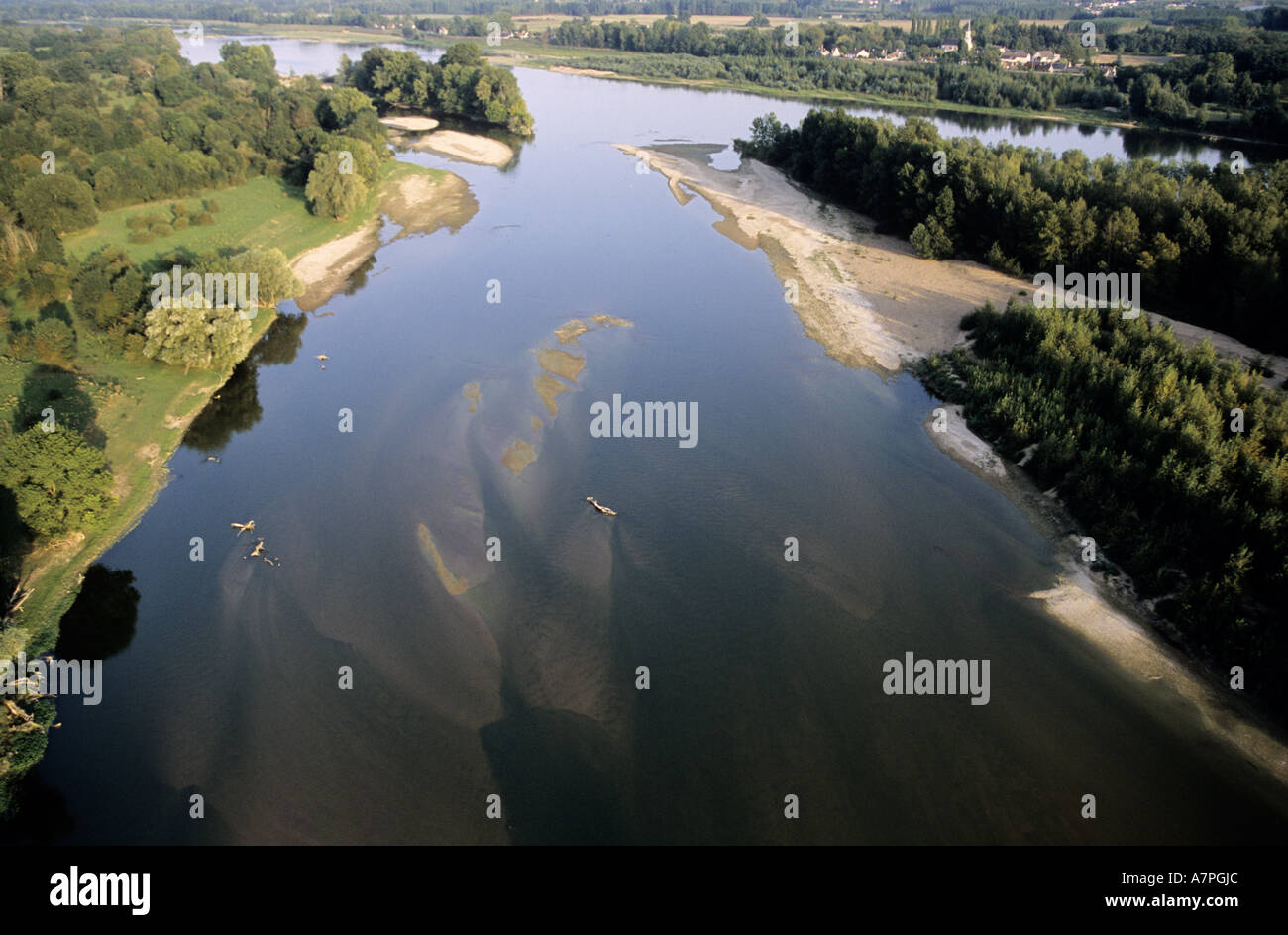 France, Indre et Loire, the Loire river close to Amboise (aerial view) Stock Photo