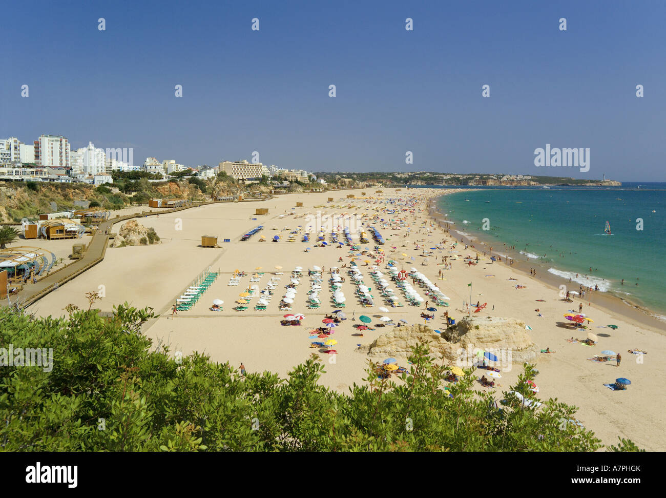 Portugal, the Algarve, Praia da rocha main beach and town Stock Photo