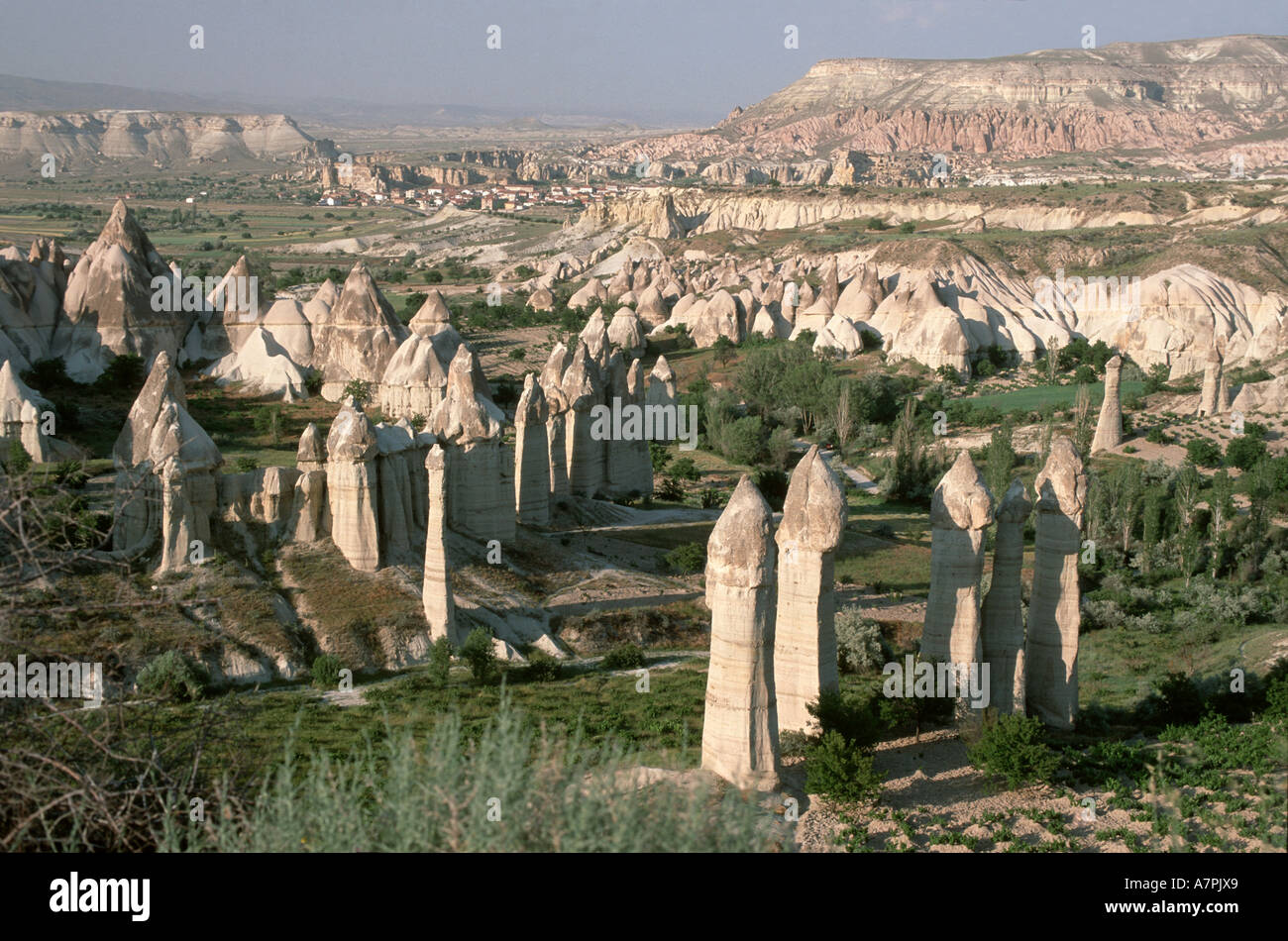 Tuff pillars in Cappadocia Stock Photo