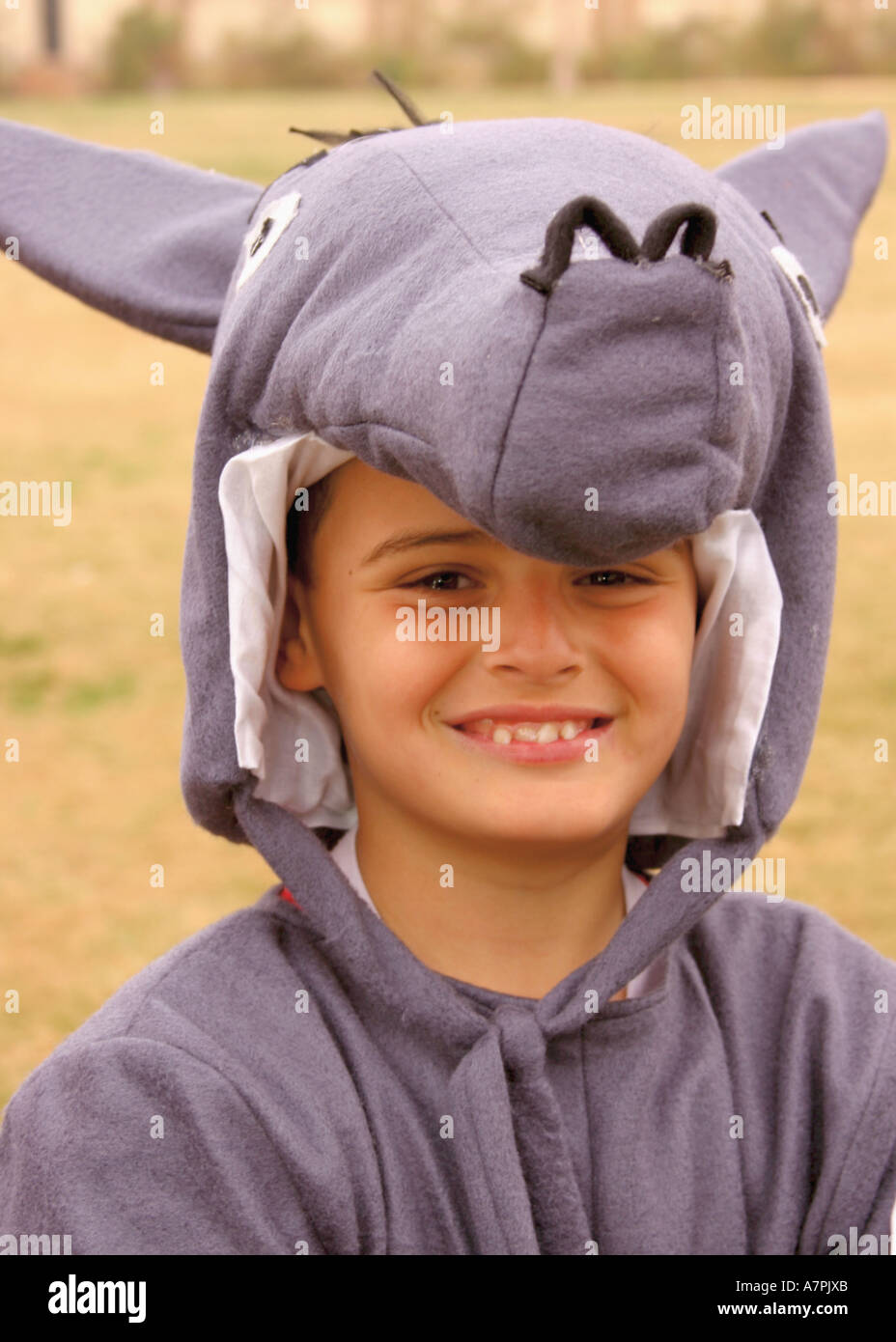 Schoolboy Dressed In Costume For School Play Stock Photo Alamy