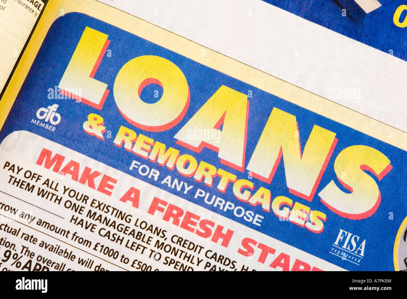 advert offering loans and remortgages Stock Photo