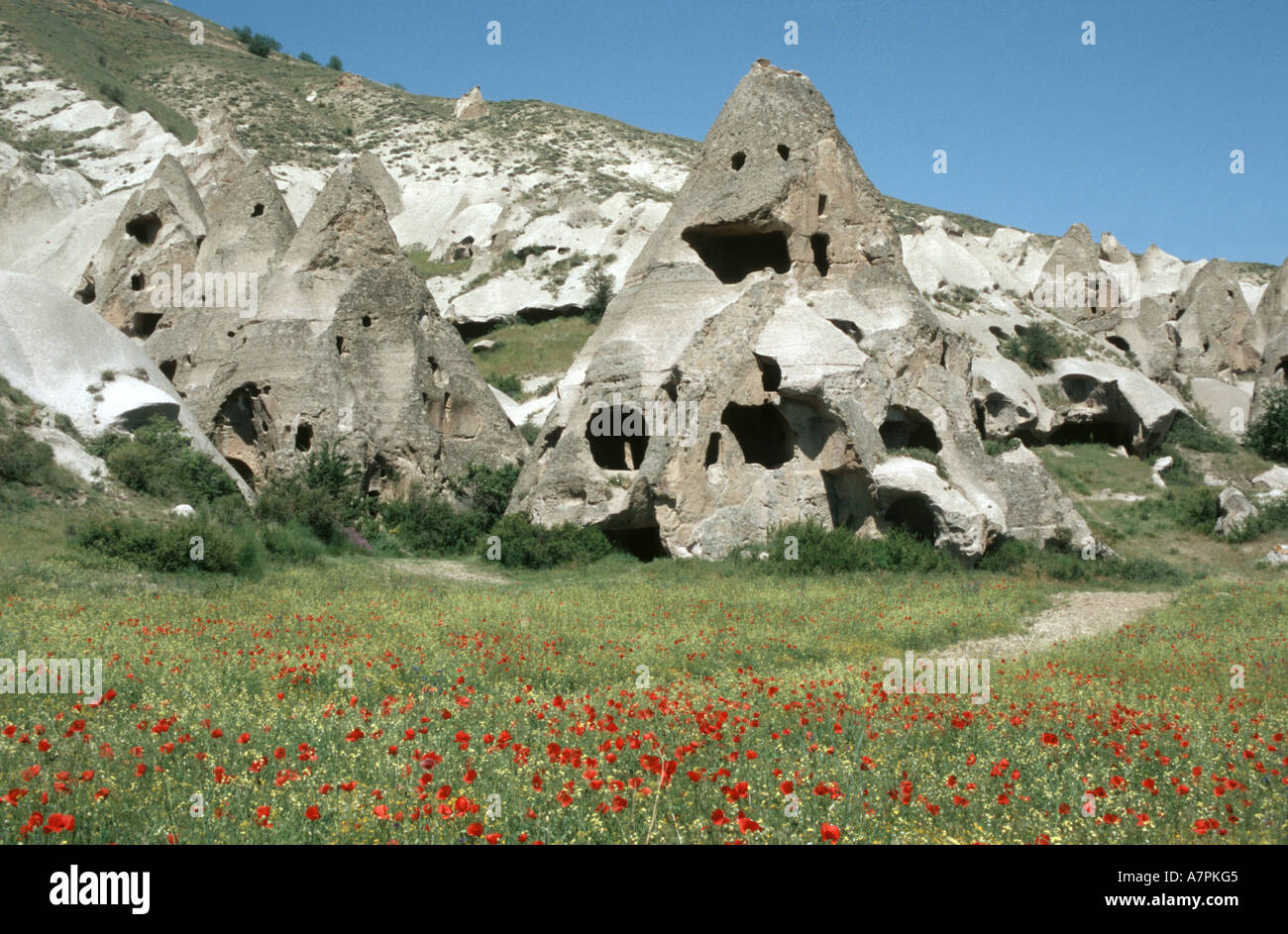 Abandoned cave village in Cappadocia Stock Photo