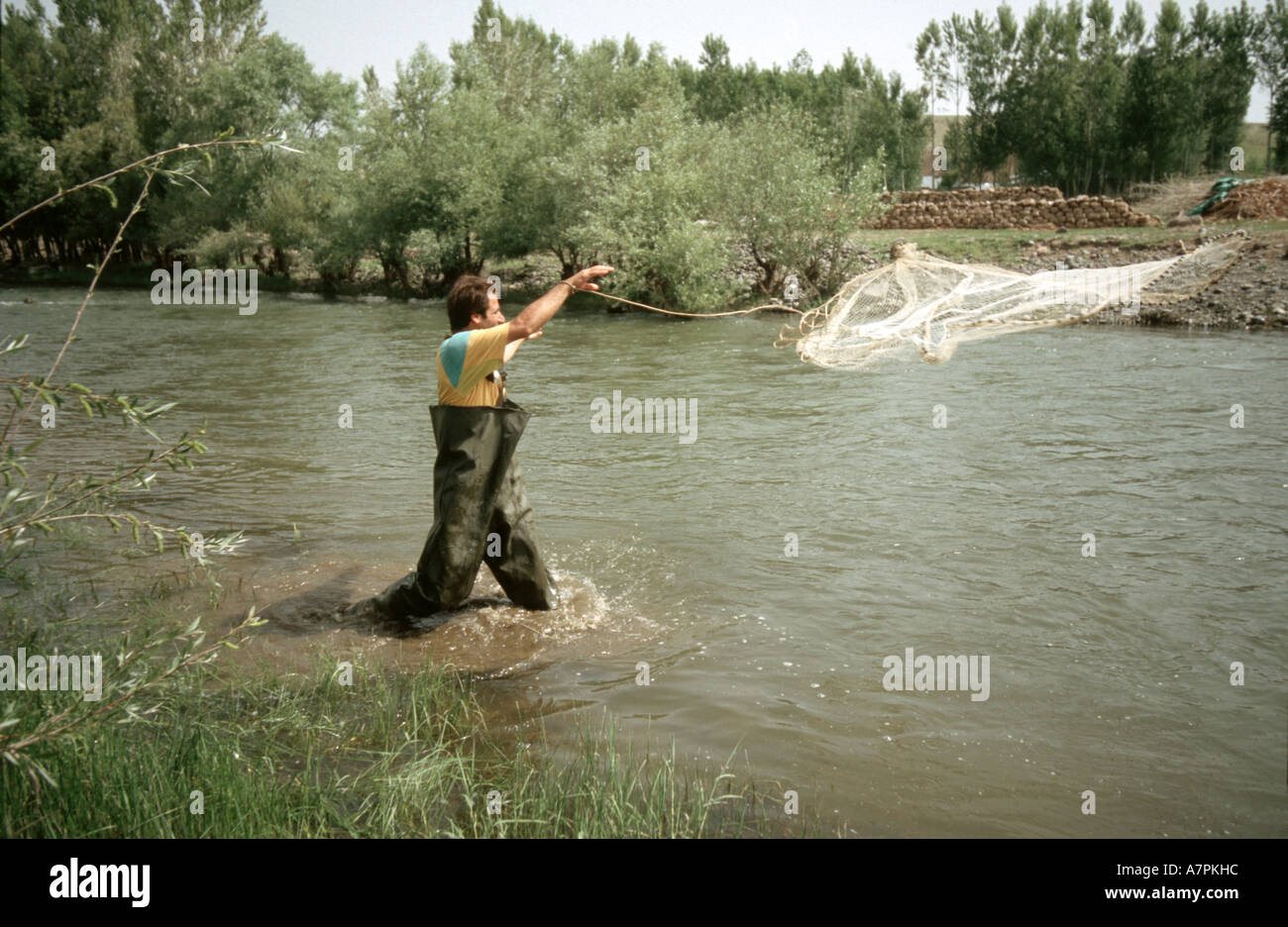 Fisherman working Stock Photo