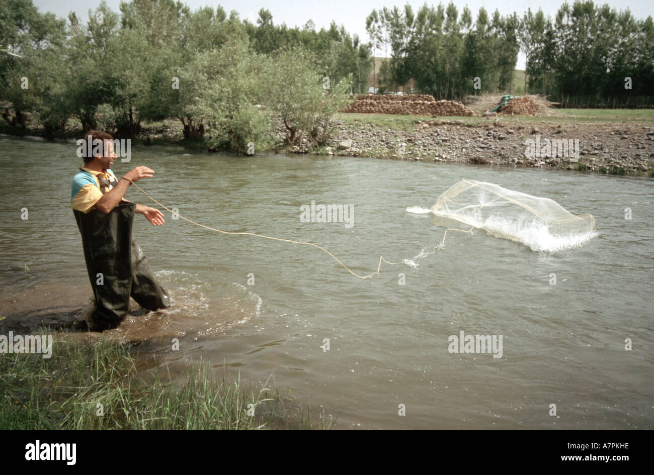 Fisherman working Stock Photo