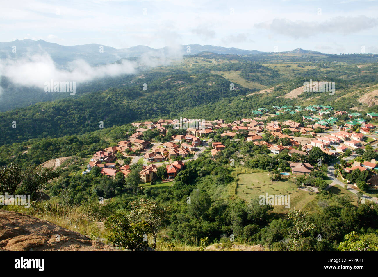 A scenic view over a residential suburban area situated on the outskirts of Nelspruit Mpumalanga South Africa Stock Photo
