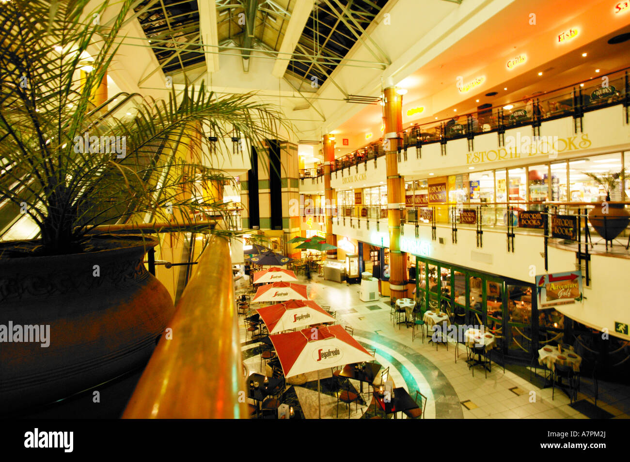 Shopping mall interior in Sandton showing a restaurant area Sandton