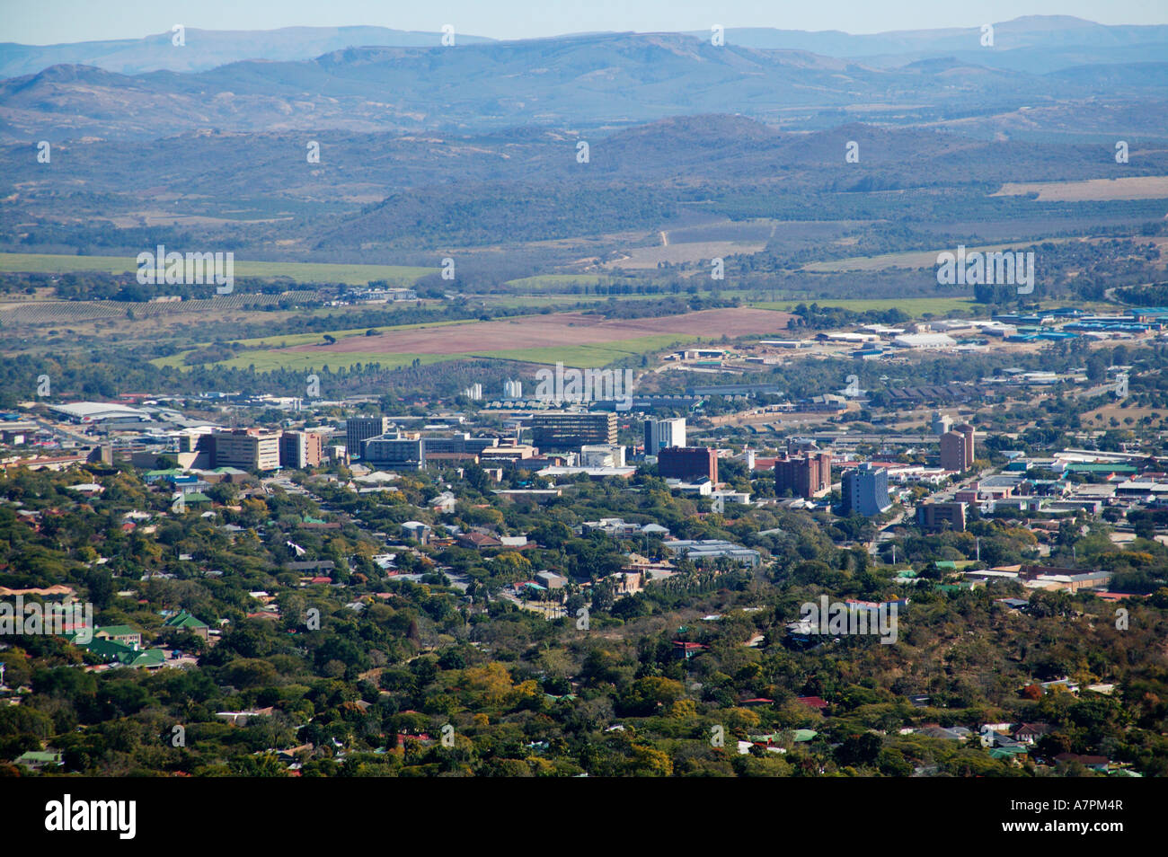 Nelspruit town and surrounding suburbs seen from one of the koppies in ...