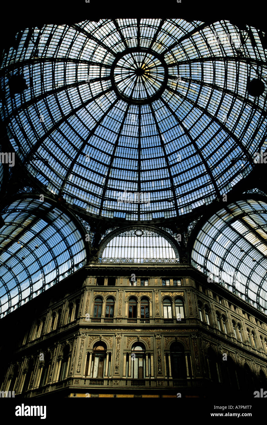 Italy, Campania, Naples, cupola of Umberto I gallery copied from the