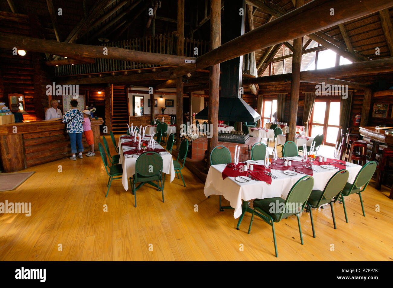 Restaurant and lodge reception area at Lakenvlei lodge near Dullstroom Between Belfast and Dullstroom Mpumalanga South Africa Stock Photo