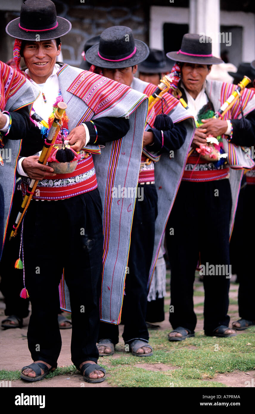 Peru, Puno Department, Lake Titicaca, folk dances on Taquile island Stock Photo