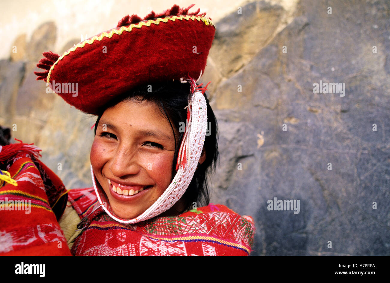 Peru, between Puno and Cuzco, an Indian woman of Altiplano Stock Photo