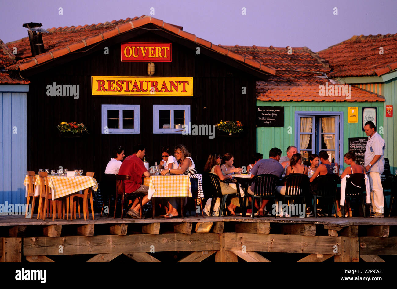 France, Charente Maritime, Ile d' Oleron, restaurants on salt mashes
