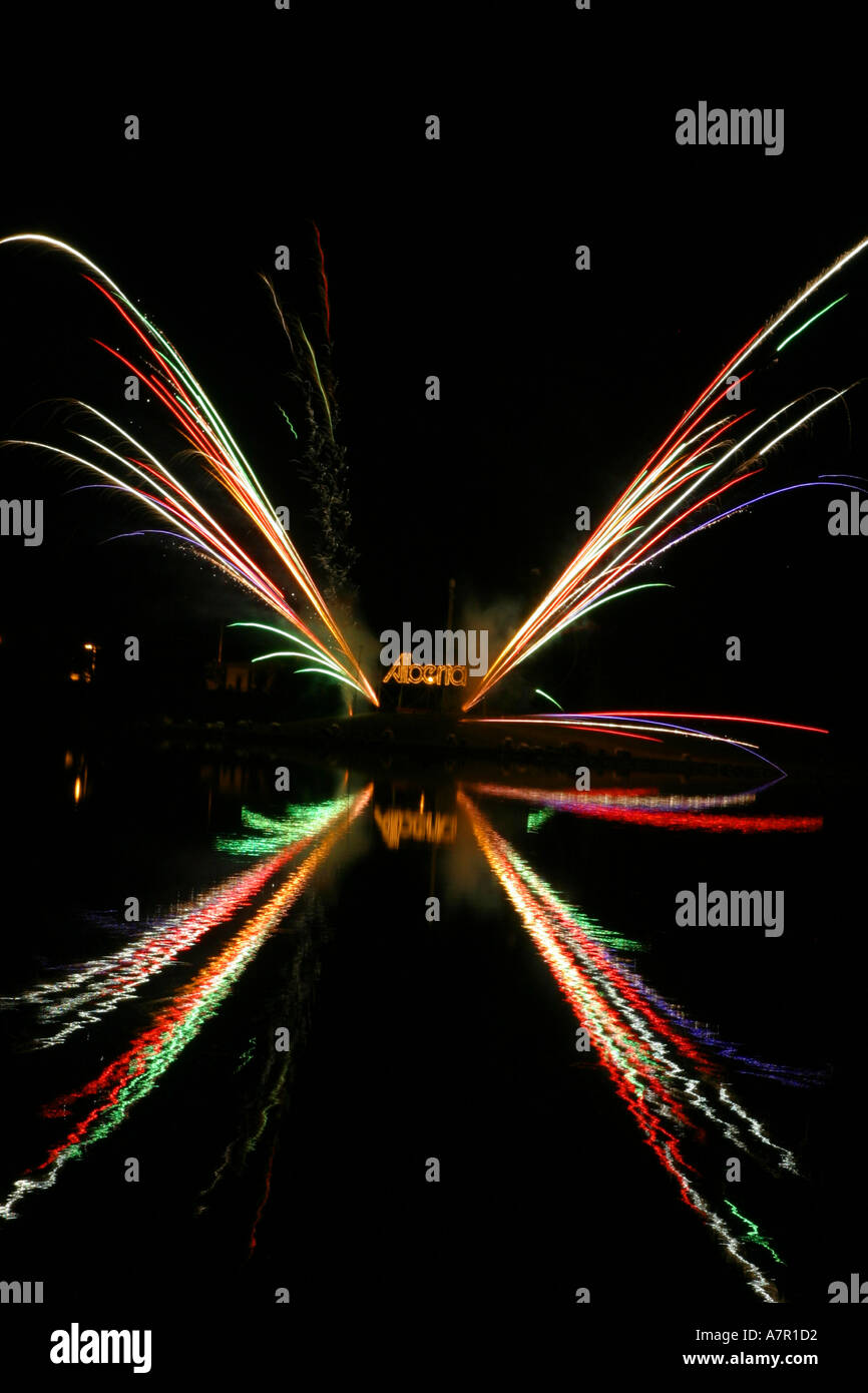 Vertical   International Fireworks Compatition at Calgary Alberta Canada North America Stock Photo