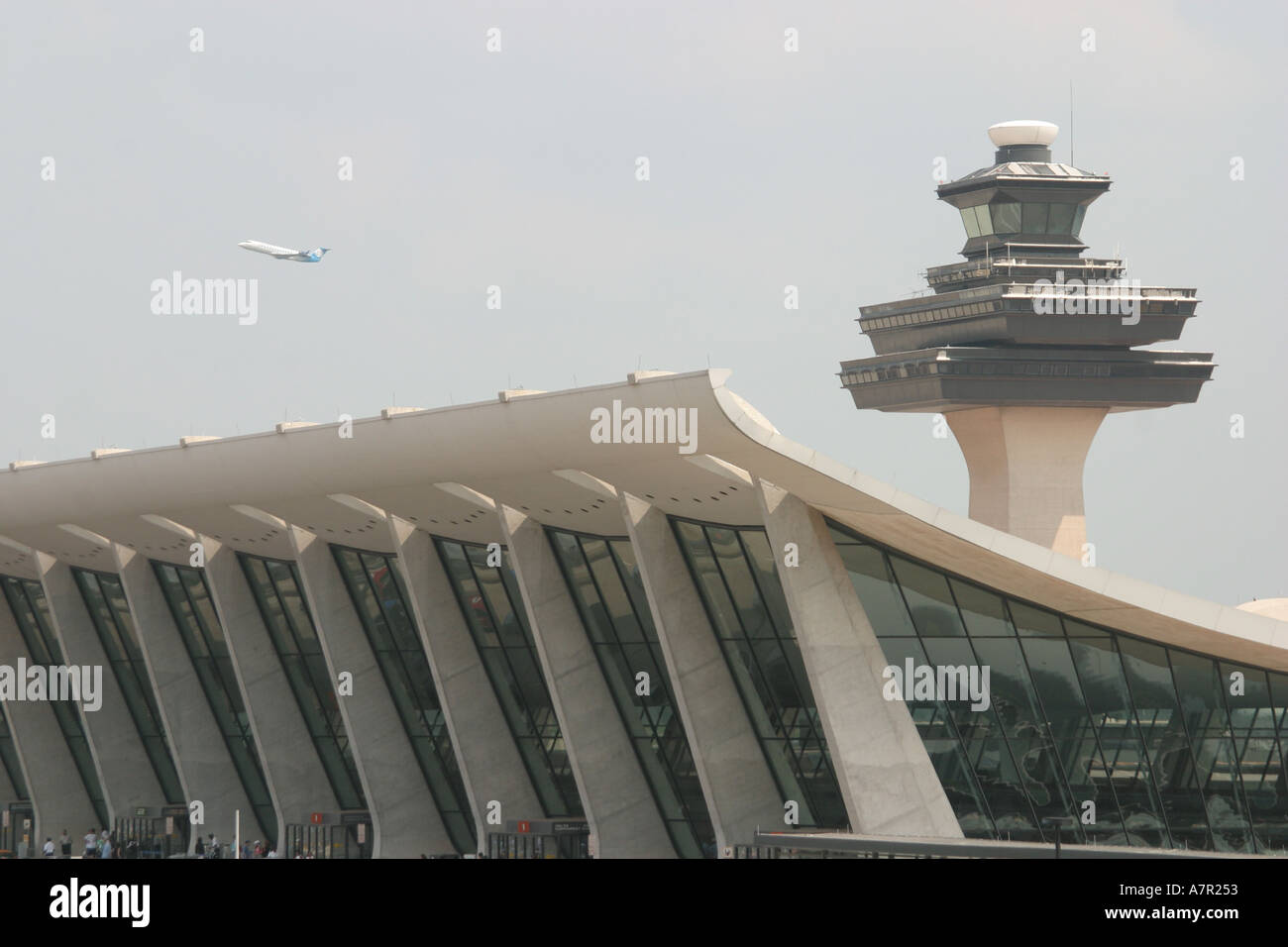 Virginia Washington Dulles Airport commercial flight,flying,airlines,terminal,air traffic control tower,building,architecture transportation,aircraft, Stock Photo