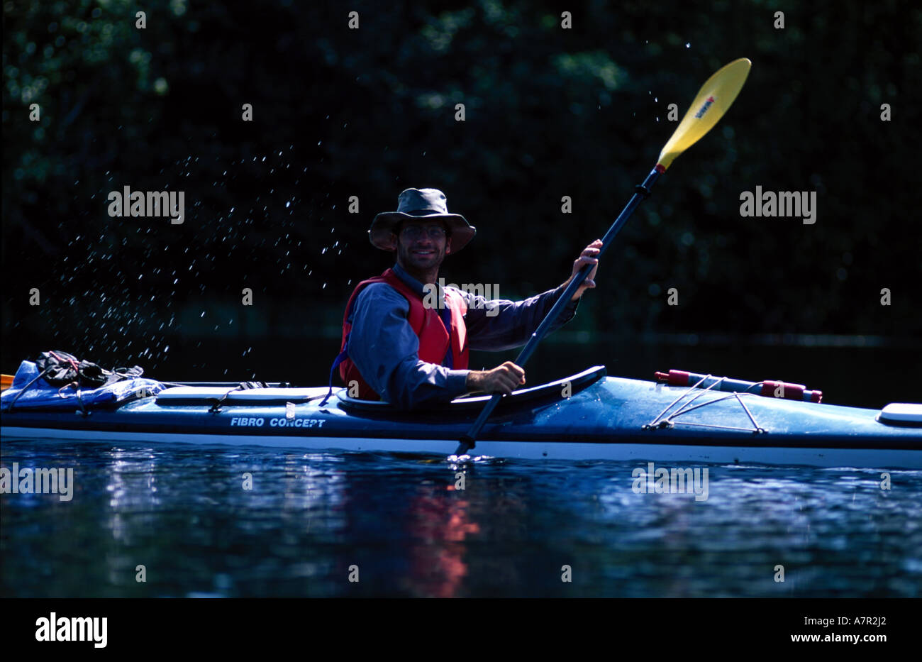 Canada, Quebec Province, La Verendrye Wildlife Reserve, the Ottawa River, Sea kayaks Stock Photo