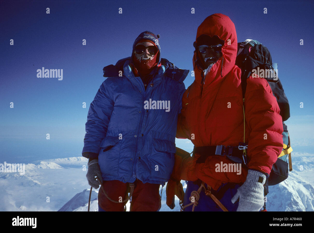 alaska, climbers on summit of denali aka mt. mckinley 20 320 feet Stock Photo Alamy