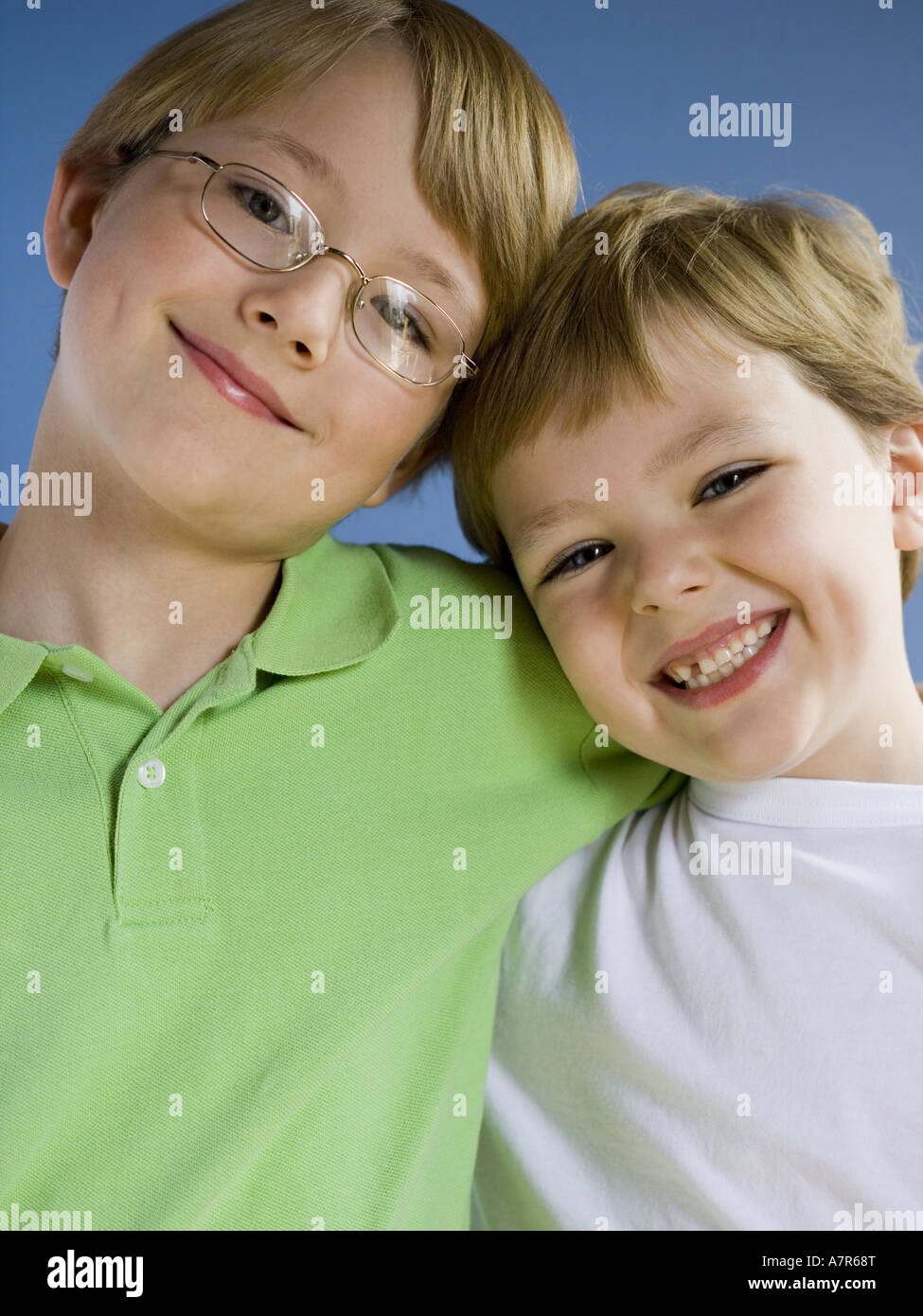 Portrait of two boys smiling Stock Photo - Alamy