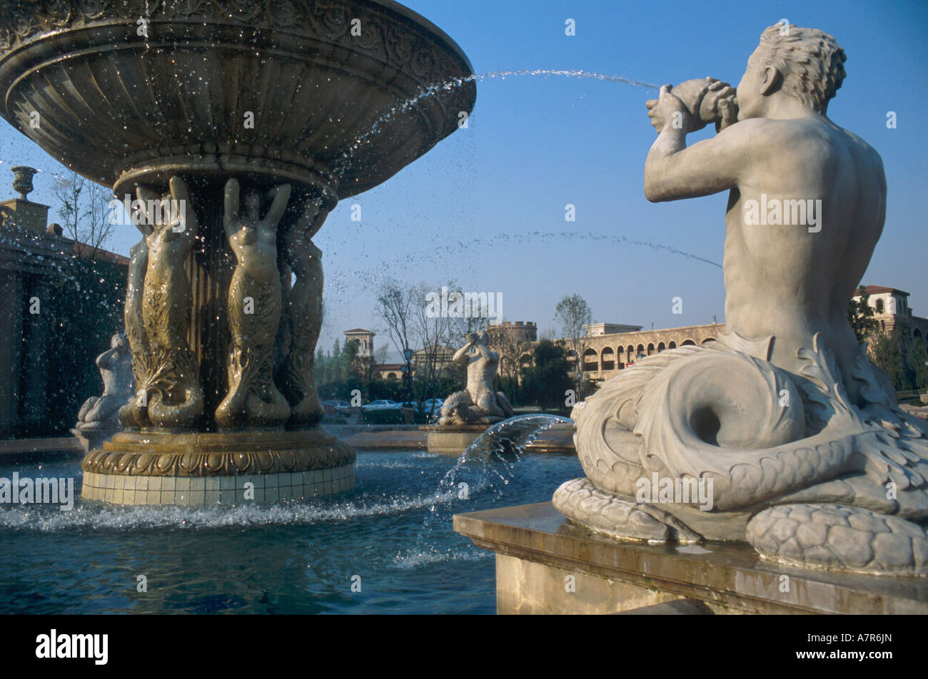 Continental style water fountain at the Monte Casino Hotel in Fourways Johannesburg Sandton Gauteng South Africa Stock Photo