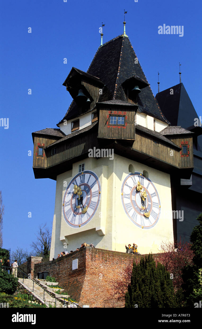 Austria, Styria, Graz, clock tower (Uhrturm) on the Schlossberg Stock Photo