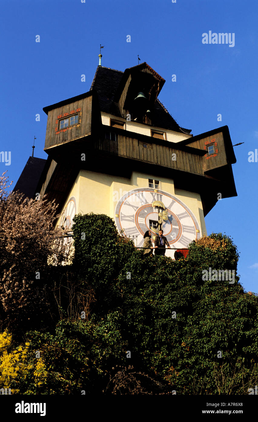 Austria, Styria, Graz, Clock tower (Uhrturm) on the Schlossberg Stock Photo