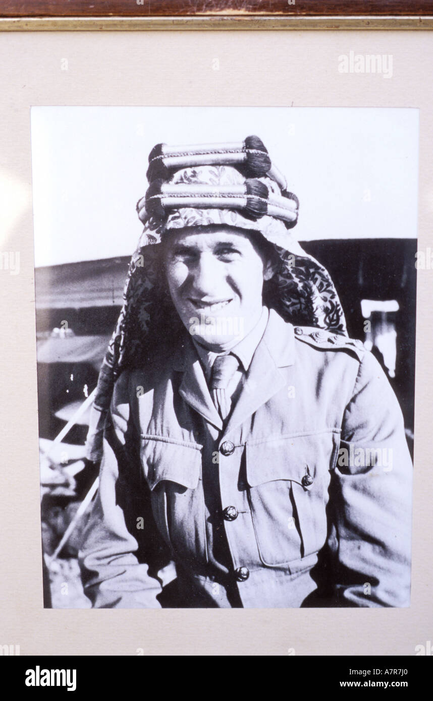 Jordan, Azraq Fortress, portrait of Lawrence of Arabia Stock Photo