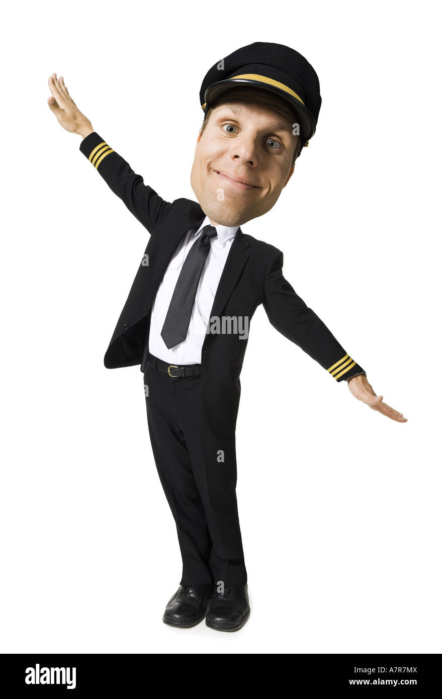 Caricature of pilot flying Stock Photo