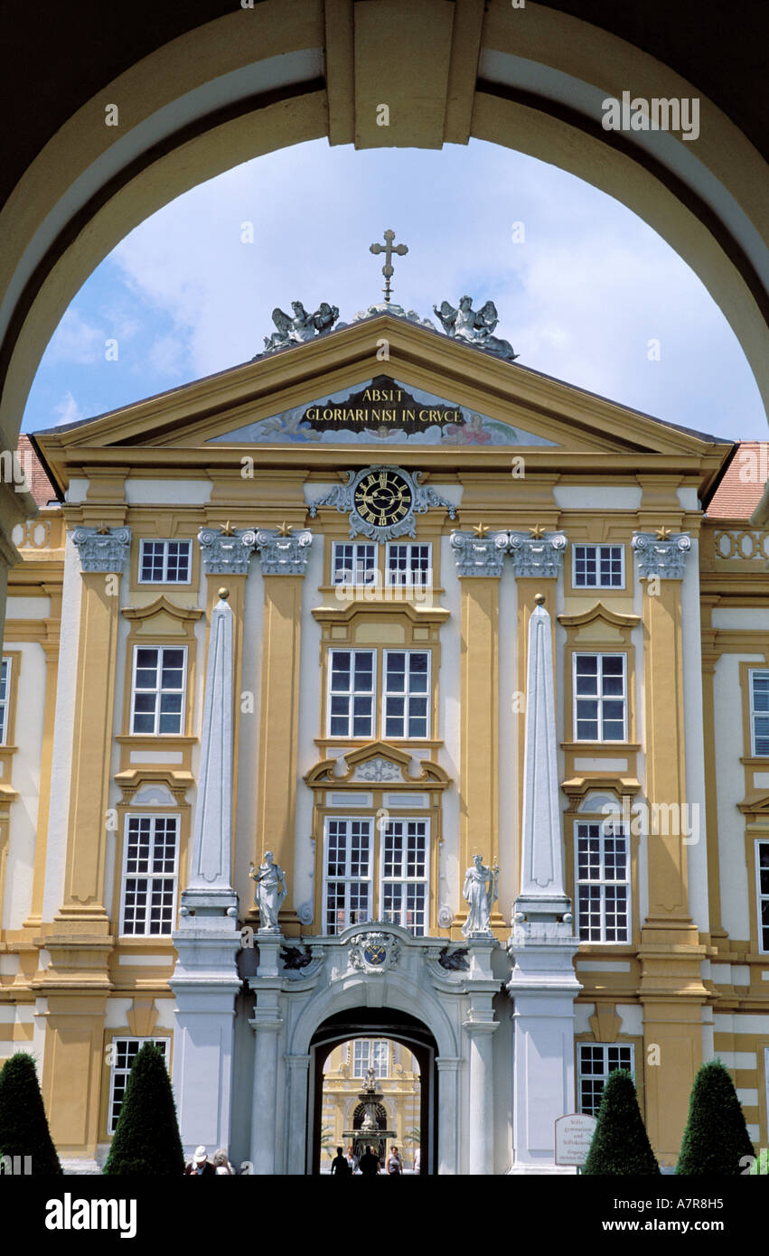 Austria, Lower Austria, Melk Abbey (baroque style), western frontage Stock Photo