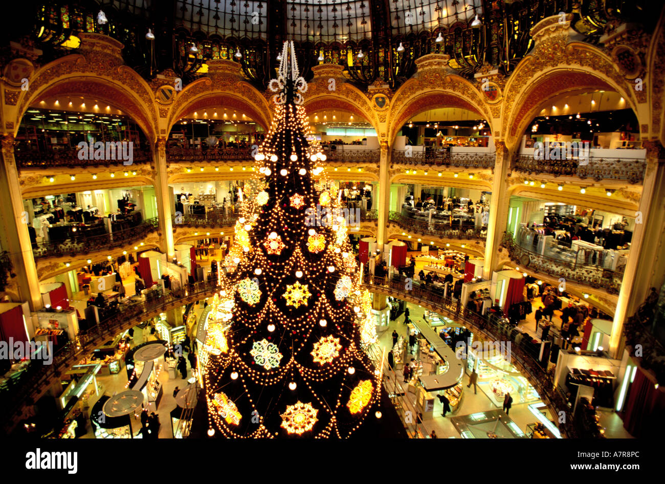 France, Paris, Galeries Lafayette, Christmas decoration Stock ...