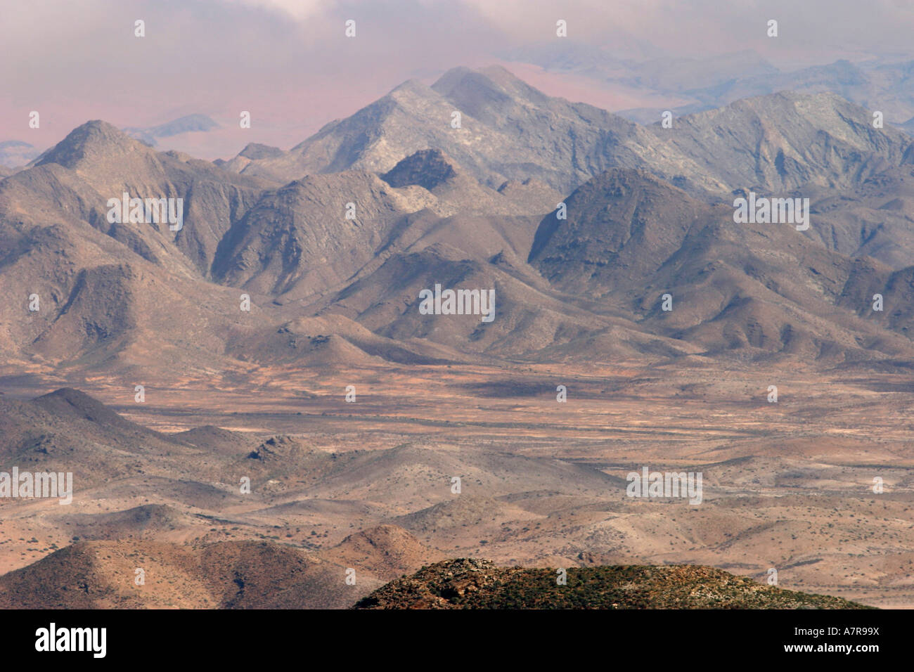 Mountain desert landscape with mist Richtersveld Northern Cape South Africa Stock Photo