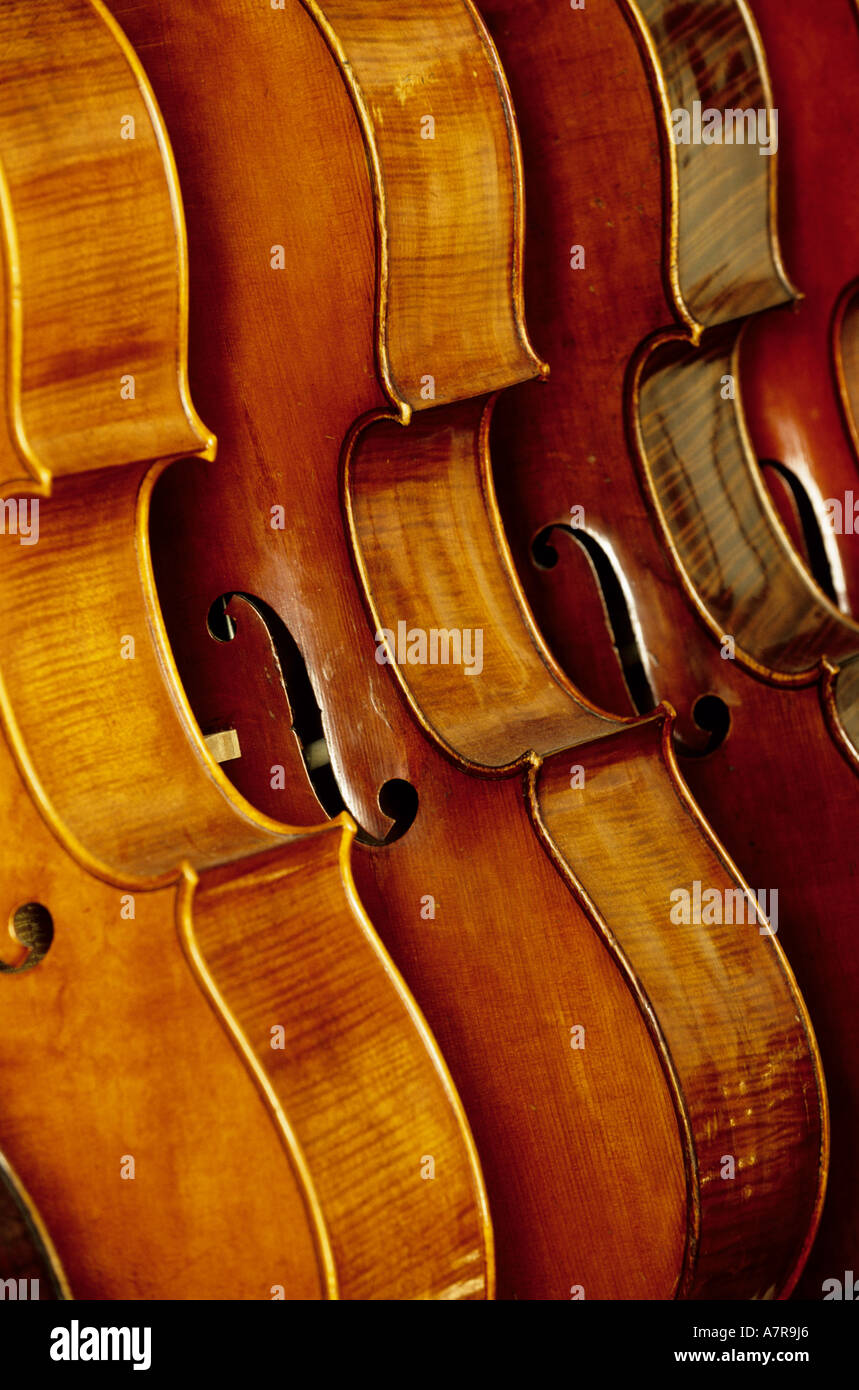 France, Paris, cellos, Watelot Rampal luthery Stock Photo