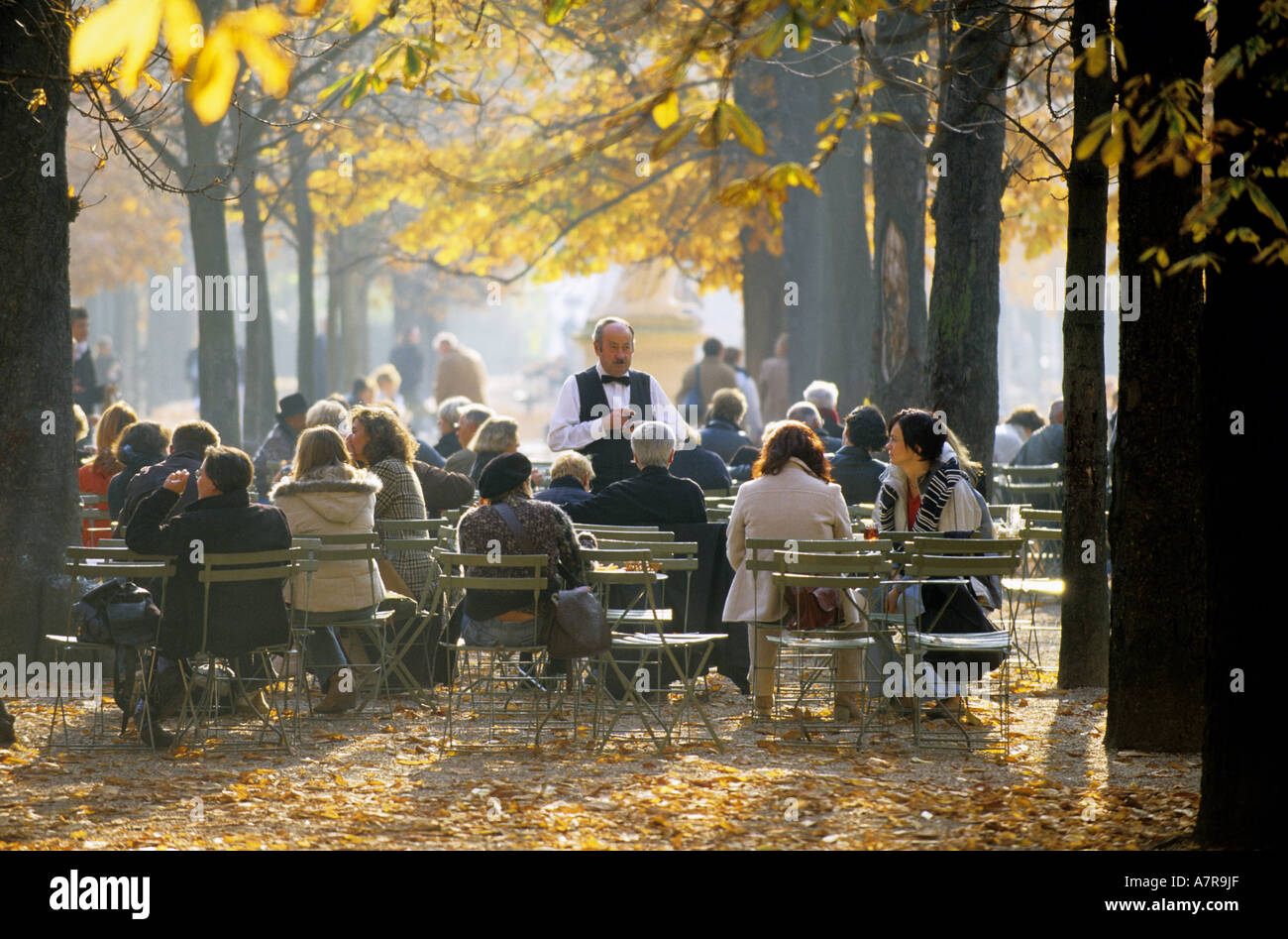 France, Paris, jardin du Luxembourg (garden of Luxembourg), outside cafe in the Park Stock Photo