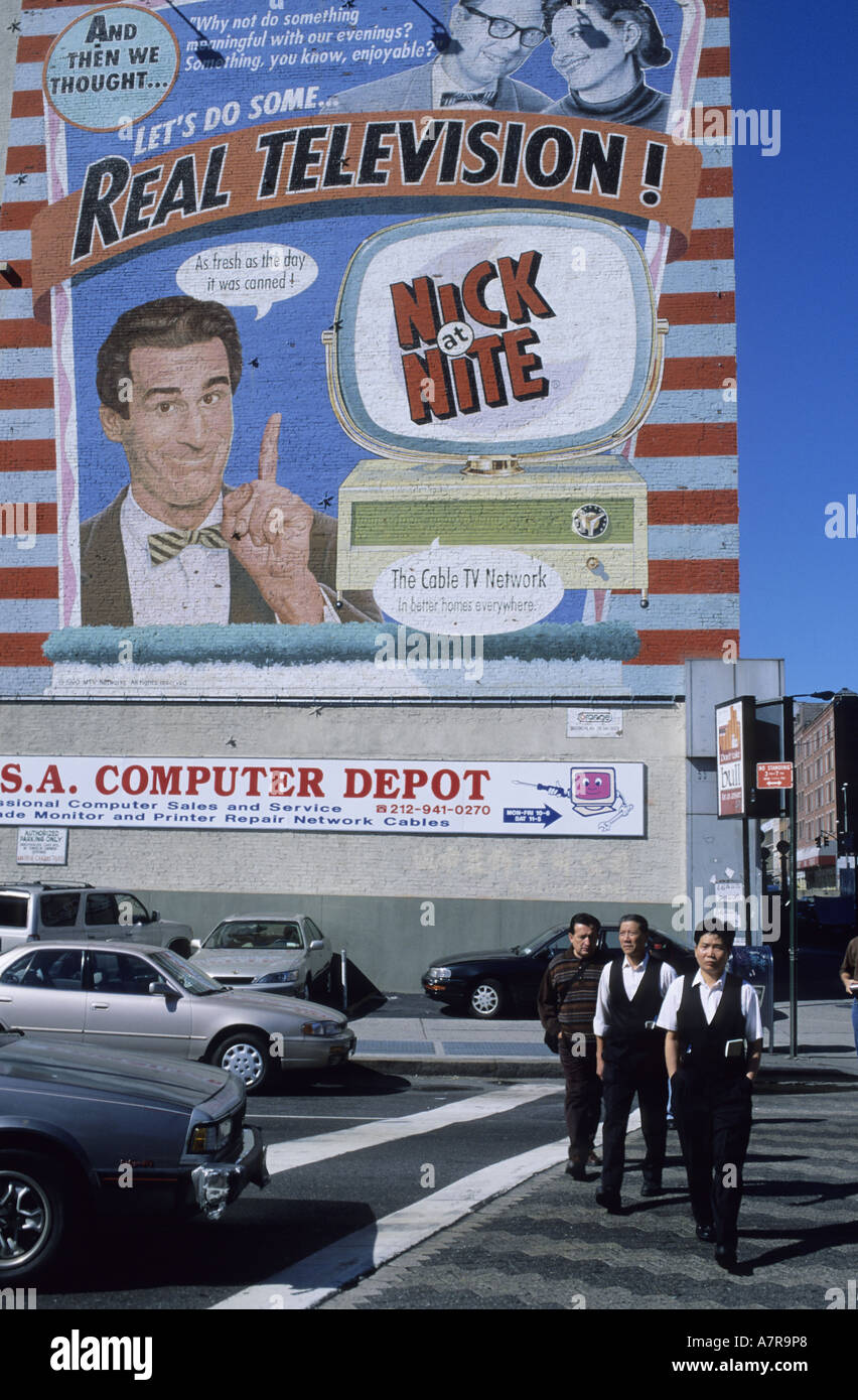 United States, New York, Manhattan, Soho, giant-sized advertisement on Canal Street Stock Photo