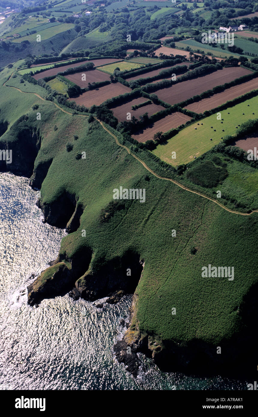 United Kingdom, Channel Islands, Jersey island, fields on the cliffs located  in the north of the island (aerial view Stock Photo - Alamy