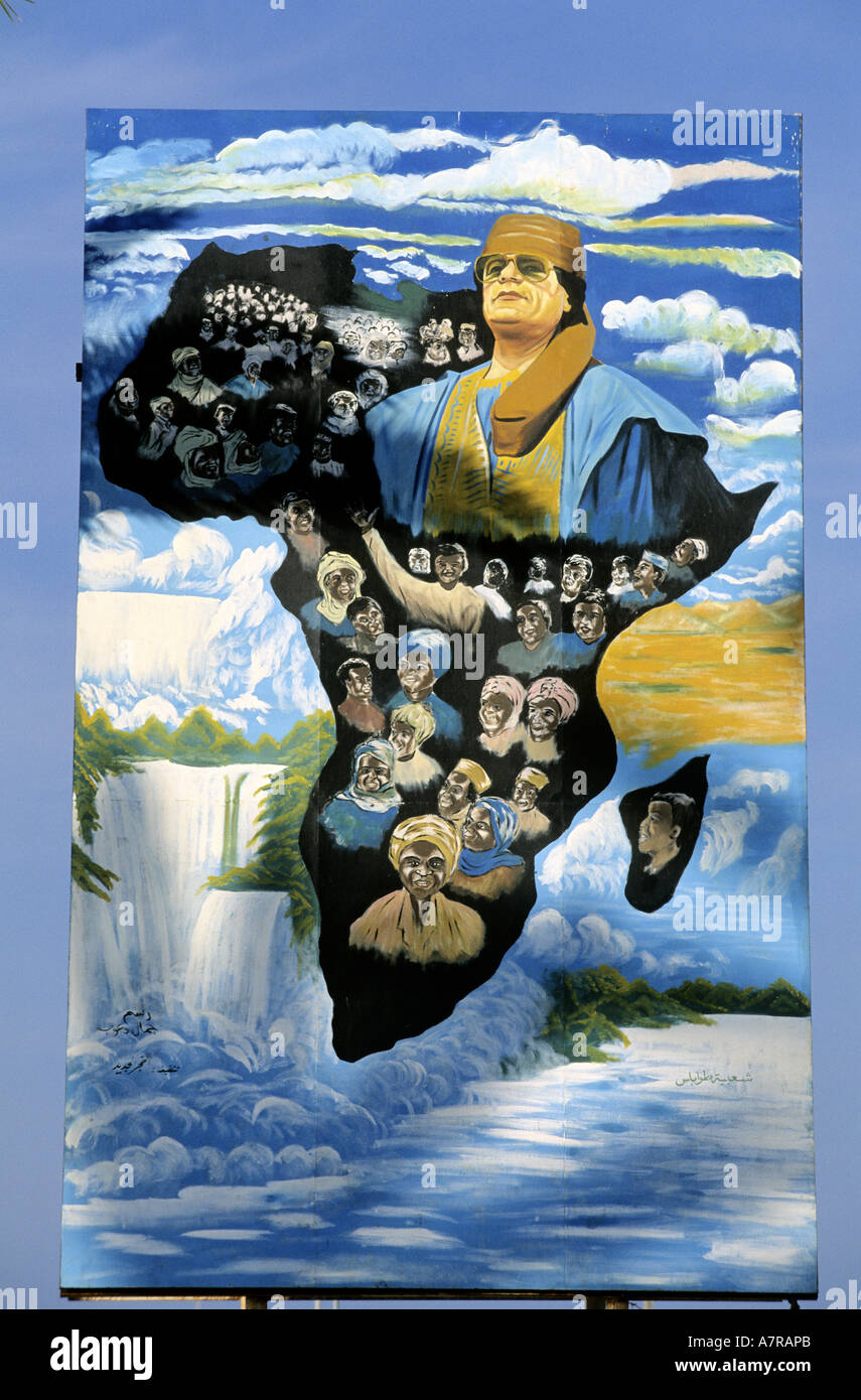 Libya, Tripoli, portrait of the leader Khadafi Stock Photo