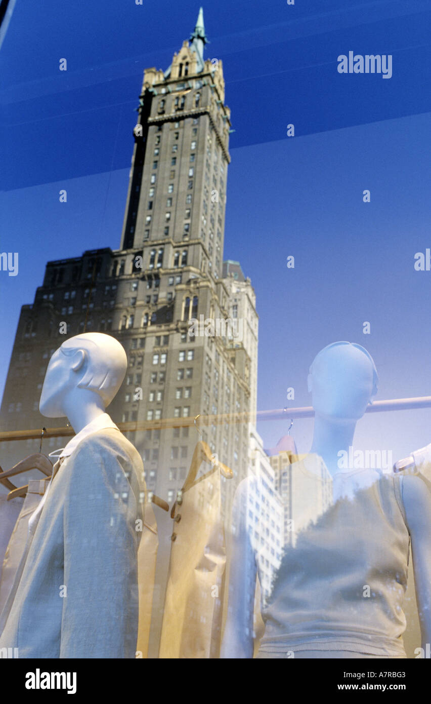 United States, New York, Manhattan, dress stand in a shop window on 5th