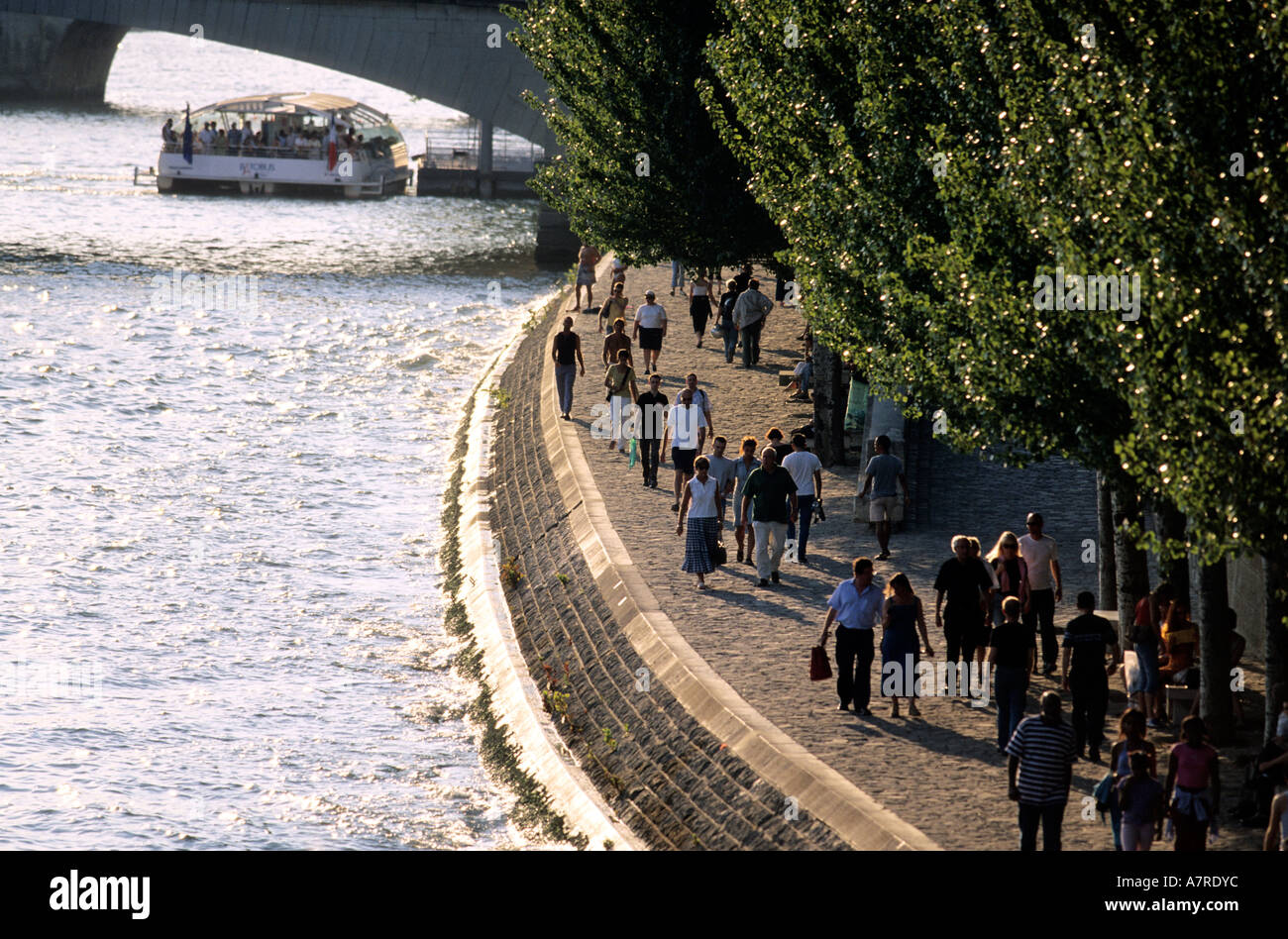 France, Paris, Paris Plage beach festival in August on the Seine river