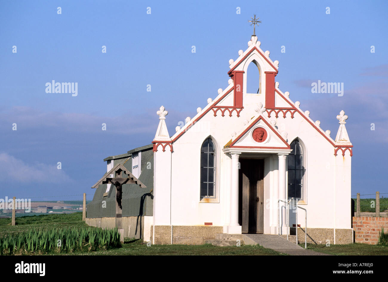 United Kingdom, Scotland, Orkney Islands, Mainland at Lamb Holm, the Italian Chapel from WWII Stock Photo